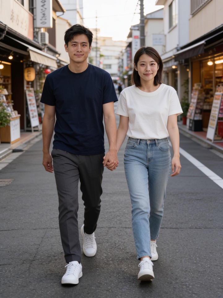 AI-generated photo of a fictional couple at Tokyo